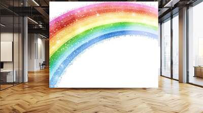 Closeup of a vivid rainbow with glitter for LGBT on a transparent background. Isolated decorating elements for Pride month background design. Wall mural