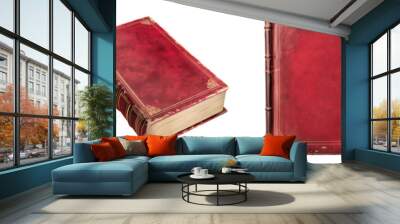 Mockup of isolated books with blank red cover on a transparent background. Set of 4 classic antique old books in front view and isometric view. Volume 2. Wall mural