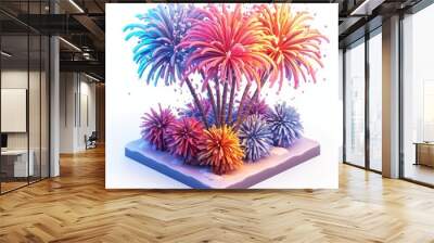 Isometric Illustration of 3d Comoros with firework in new year icon Wall mural