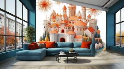 Isometric Illustration of 3d Croatia with firework in new year icon Wall mural