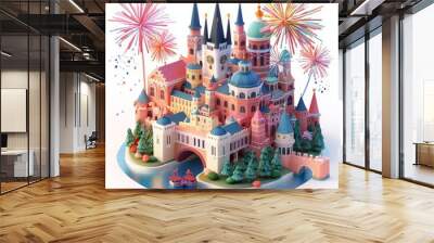 Isometric Illustration of 3d Czech Republic with firework in new year icon Wall mural