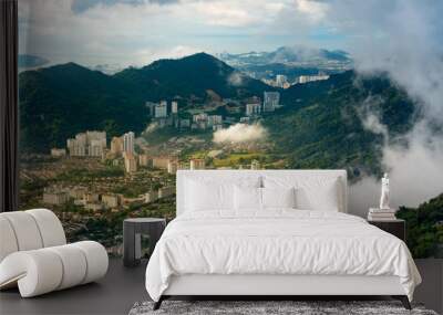 Cityscape sunrise morning view from Penang hill aerial Wall mural