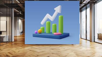 3d chart and trend graph arrow, Data analyze financial and stock market concept Wall mural