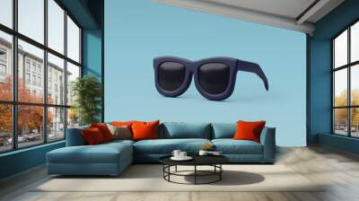 3d Vector Black Sunglasses, Hello Summer, Summertime, Back to travel Concept. Wall mural