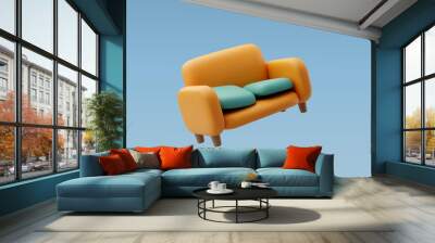 3d Vector Couch, Sofa with cushion, Home and furniture concept. Wall mural