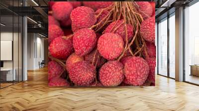 Fresh red lychee fruits. Wall mural