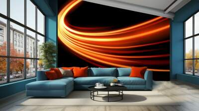 Light curve glowing effect on black background Wall mural