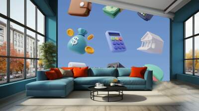 Set of 3d finance icon, Business and financial concept. Wall mural