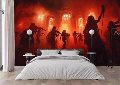 29. Halloween Day: Cursed music hall, phantom orchestra, dancing shadows Wall mural