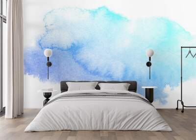 abstract blue watercolor on white background.this is watercolor splash.it is drawn by hand. Wall mural