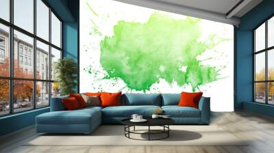 Abstract green watercolor on white background.The color splashing on the paper.It is a hand drawn. Wall mural