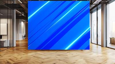 Abstract fast speed lines background illustration. Creative horizontal light-speed wallpaper. Colorful gradient blue backdrop for anime or manga style. Modern template for graphic or banner design.  Wall mural