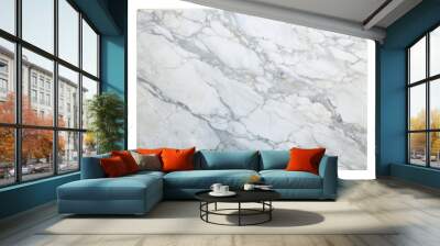 Gray and white marble texture with elegant veins flowing across the surface. This natural stone pattern is ideal for modern interior design and architectural. Isolated on transparent background, png. Wall mural