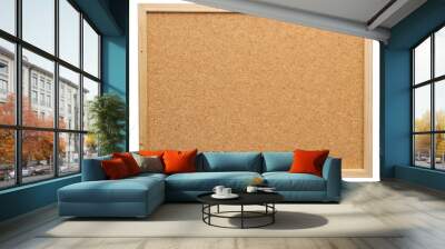 Rectangular Cork Bulletin Board With Wooden Frame. The Board Is Displayed Against A White Background, Ideal For Organizing Notes And Memos. Isolated on transparent background, png. Wall mural