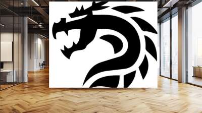 black and white tattoo dragon Wall mural