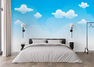 Group of clouds on blue sky, background of cartoon clouds Wall mural