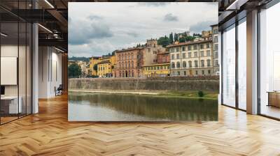 Cityscape view of old town Florence by Arno river, Florence, Italy. Wall mural