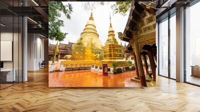 Wat Phra Singh Woramahawihan, the famous golden temple in Chiang Mai, Thailand  Wall mural