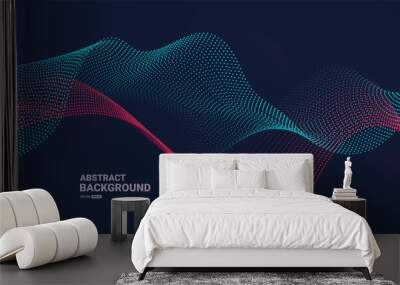 Abstract background with flowing particles. Dynamic waves. vector illustration.	
 Wall mural