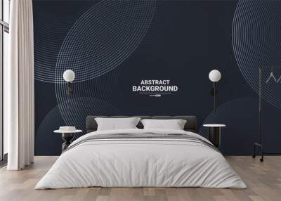 Abstract black background with white circle rings. Digital future technology concept. vector illustration.	
 Wall mural