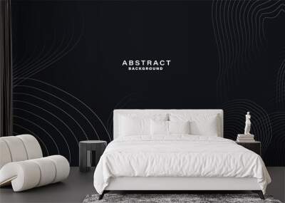 Abstract black background with white contour lines. Digital future technology concept. vector illustration.	
 Wall mural