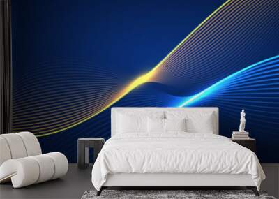 Abstract blue background with flowing lines. Dynamic waves. vector illustration. Wall mural