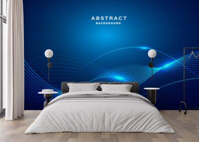 Abstract blue background with flowing lines. Dynamic waves. vector illustration.	
 Wall mural