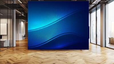 Abstract blue background with flowing lines. Dynamic waves. vector illustration. Wall mural