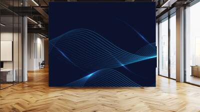 Abstract blue background with flowing lines. Dynamic waves. vector illustration.	 Wall mural