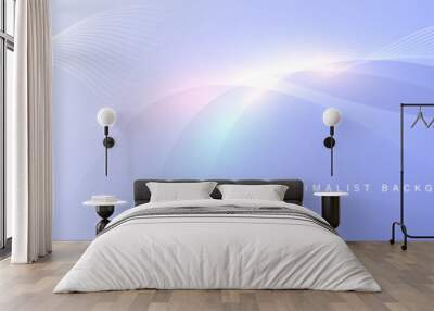 Abstract blue background with wavy and curvy lines. Wall mural