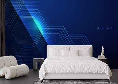 Abstract blue modern background with dynamic geometric shapes. Wall mural