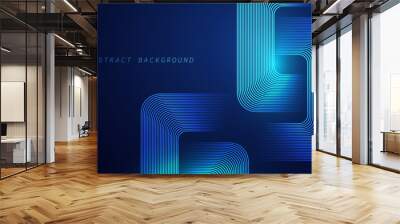 Abstract blue modern background with dynamic geometric shapes. Wall mural