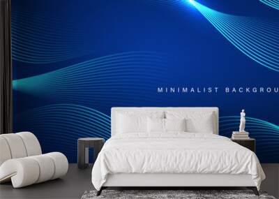 Abstract blue modern background with dynamic lines. Wall mural