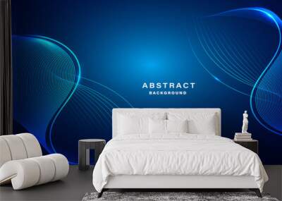 Abstract blue modern background with smooth lines. Dynamic waves. vector illustration. Wall mural