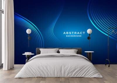 Abstract blue modern background with smooth lines. Dynamic waves. vector illustration. Wall mural