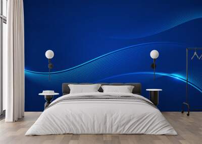 Abstract blue modern background with smooth lines. Dynamic waves. vector illustration. Wall mural