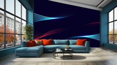 Abstract blue modern background with smooth lines. Dynamic waves. vector illustration. Wall mural