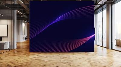 Abstract dark background with glowing wave. Technology hi-tech futuristic template. Vector illustration Wall mural