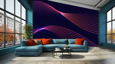 Abstract dark background with glowing wave. Technology hi-tech futuristic template. Vector illustration Wall mural