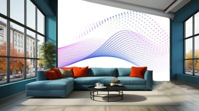 Abstract flowing lines wave. Digital future technology concept. Wall mural