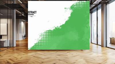 Abstract green and white background with grunge and halftone. Vector illustration. Wall mural