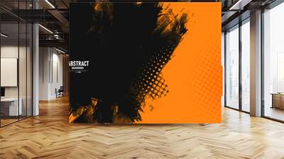 Abstract orange and black grunge texture background with halftone effect vector.	
 Wall mural