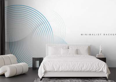 Abstract white background with blue circle rings. Digital future technology concept. vector illustration.	
 Wall mural