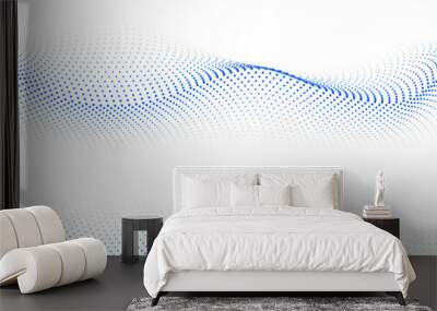 Abstract white background with flowing particles. Wall mural