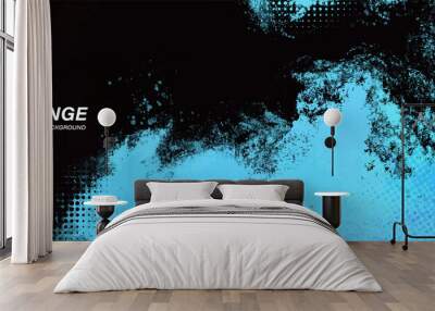 Black and blue abstract grunge background with halftone style.	 Wall mural