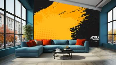 Black and yellow abstract background with brushstroke and halftone style.	
 Wall mural