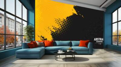 Black and Yellow abstract background with grunge texture. Vector illustration	 Wall mural