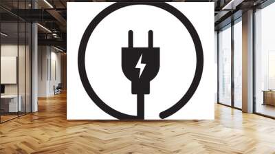 Electric plug icon. Electrical plug with lighting symbol. Green energy logo or icon vector design template with electric plugs  Wall mural