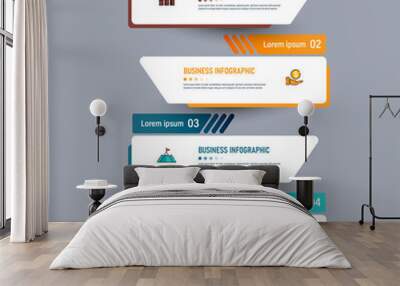 Four steps Infographics banner design template. Wall mural