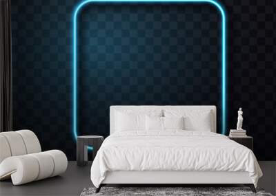 Geometric neon banner. Neon light frame on transparency. vector illustration. Wall mural